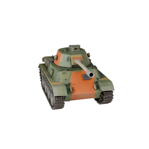 Modelo 3D de Tanque de Dibujos Animados, vista de estudio a tres cuartos, activo de vehículo estilizado con masa de blindaje,
