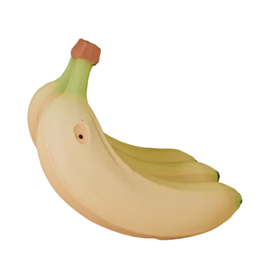 Market Banana Bunch 3D model, three-quarter front view, Unity viewport, showing skin pores, recognizable fruit forms.