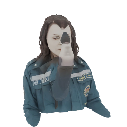 Woman in Uniform Aiming a Pistol