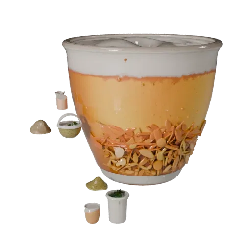 Pantry Herb Bundle High Poly 3D model, close-up studio render, showing powders, small ingredient shapes.