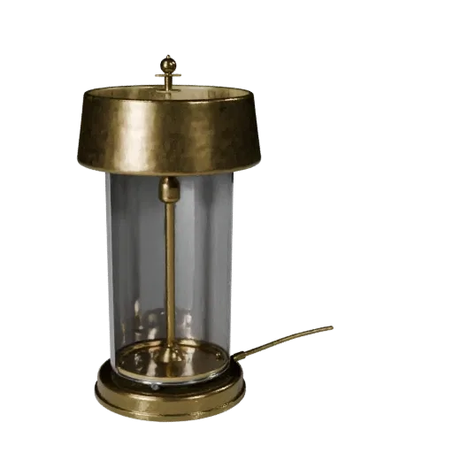 Modelo 3D listo para visor Lámpara de Pie de Latón GLB, render de estudio isométrico, resaltando costuras, bordes y capas de