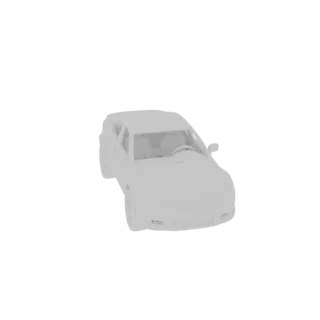 Uma renderização 3D de um SUV monocromático, vista de um ângulo frontal de três quartos contra um fundo branco.