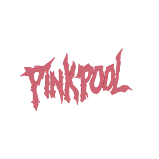 Modelo 3D del logo 'Pinkpool' en una tipografía estilizada, rosa y afilada sobre un fondo blanco.