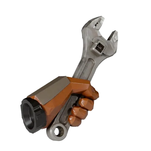 Vintage Torque Wrench Low Poly 3D model, game viewport three-quarter view, showing painted metal, clear grip zones.
