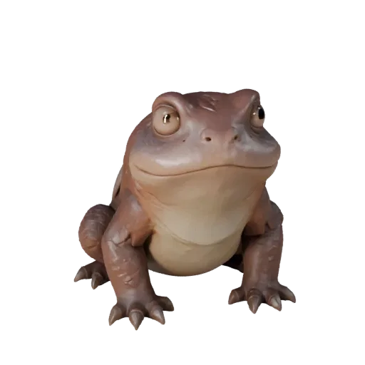Modelo 3D de Sapo, render de vida selvagem em vista lateral, asset de animal pronto para Blender com linha da boca, articulaç