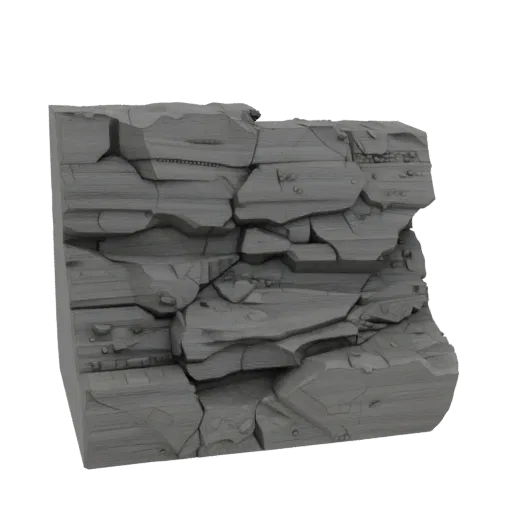 Modelo 3D Imprimible de Cara de Roca de Cantera, renderizado isométrico STL de mesa, mostrando piedra estratificada, caras de
