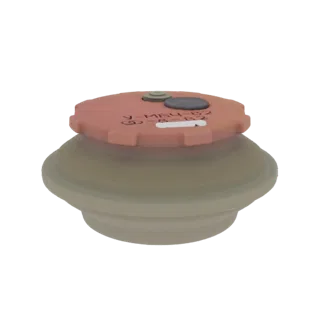 3D model of a V-MB4-B2 anti-tank mine with visible markings on its top fuze assembly, presented on a white background.
