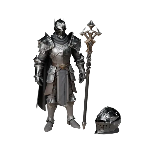 Personaggio 3D Cavaliere Boss Comando Fantasy, vista viewport motore, asset pronto per Unreal Engine con Modello Personaggio