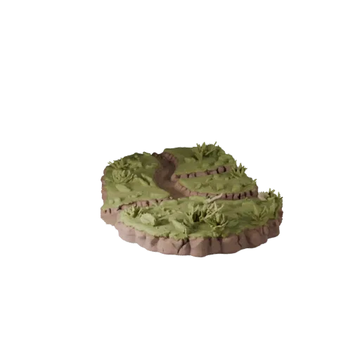 Swamp Mud Trail Realistic 3D model, three-quarter environment render, showing layered soil, mud shelves.