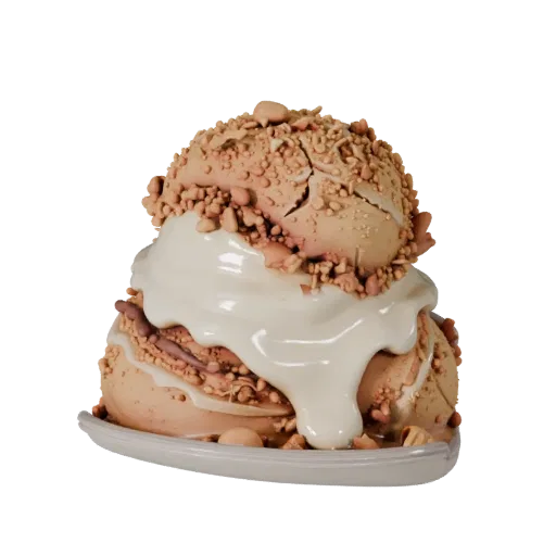 Celebration Ice Cream Bowl High Poly 3D model, close-up studio render, showing cream, sweet food silhouette.