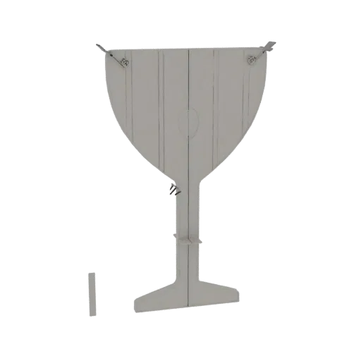 3D model of a stylized wine glass display stand with a flared base and goblet-shaped top.