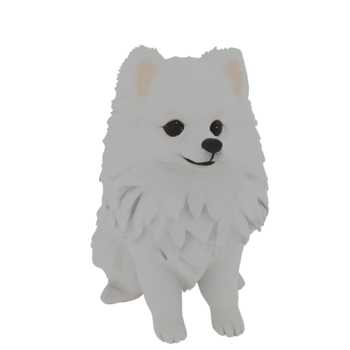 Fluffy White Pomeranian Dog Figurine