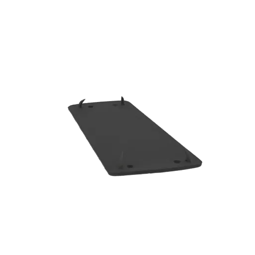 A 3D render of a black rectangular base with four sharp spikes protruding from its top surface, set against a white backgroun