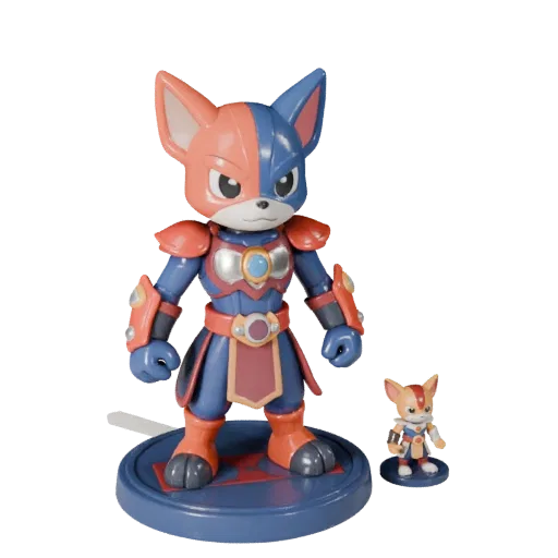 Maskottchen-Tier-Figur modulares Kit 3D-Modell Vorschau zeigt Pose, Draufsicht-Kitbash-Ansicht und Oberflächen-Details