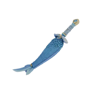 Modello 3D manico spada sirena con squame blu e dettagli dorati