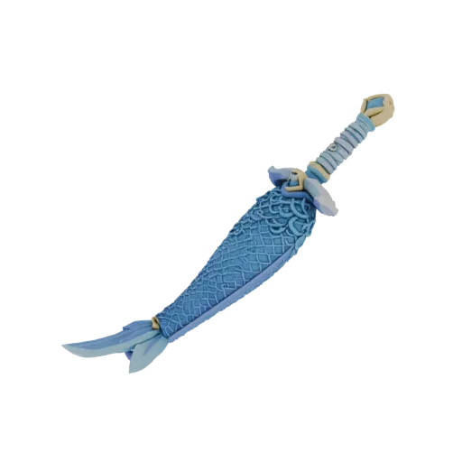 3D model of mermaid sword hilt with blue scales and gold elements
