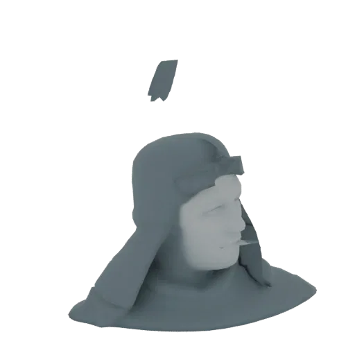 Rendu 3D d'un casque d'ancien guerrier avec une finition mate et vieillie et une protection de nuque.