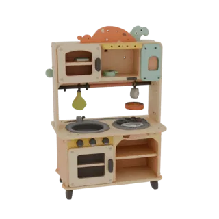 Modello 3D di cucina giocattolo per bambini "Bosco Magico" con dinosauri, vista frontale