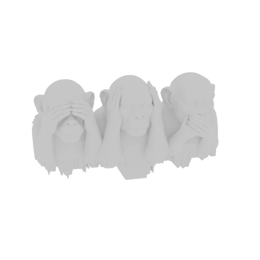 Three Wise Monkeys Sculpture 3D Model
