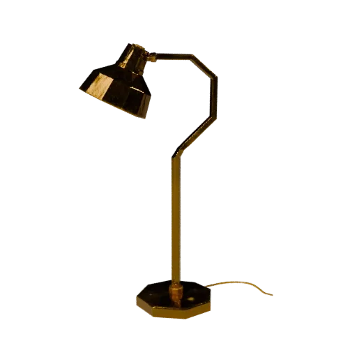 Brass Floor Lamp Low Poly 3D model, living room, game viewport three-quarter view, metal detail.