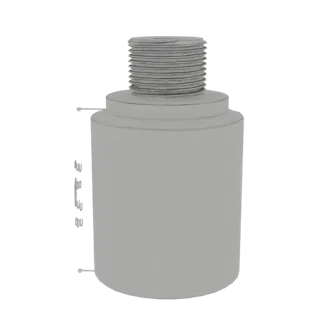 3D model of a gray cylindrical container with a threaded lid on a white background