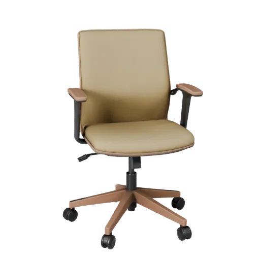 Scandinavian Office Chair 3D model, office, three-quarter front view, Unreal Engine viewport, wood detail.