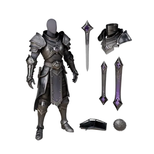 Fantasy Warrior 3D character, engine viewport view, Unreal Engine-ready asset with standing pose and pbr