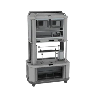 Prototype Containment Pod Printable 3D model, isometric STL render, showing clean metal, bench-top devices.