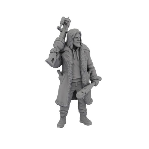 Winter Hunter with Rifle and Club