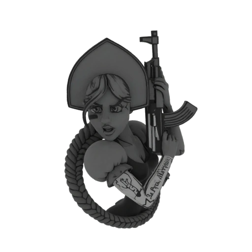 Russian Warrior Woman with AK-47 3D Model