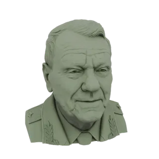 3D model bust of a Soviet General in uniform, with detailed facial features and military insignia.