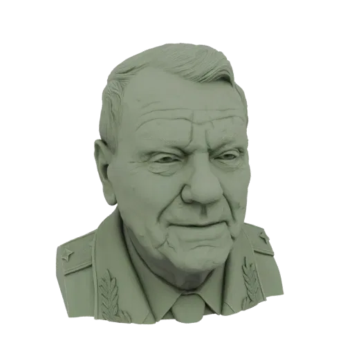 3D model bust of a Soviet General in uniform, with detailed facial features and military insignia.