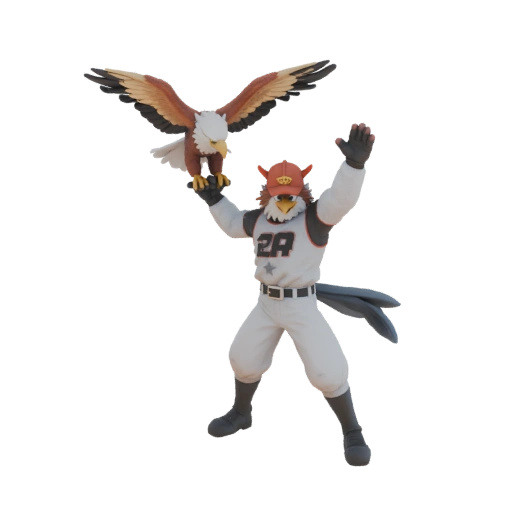 Baseball Mascot Eagle with Baseball Player