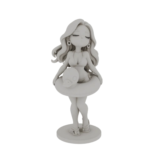 Chibi Girl with Duck Float 3D Model
