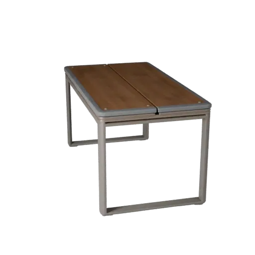Minimal Dining Table Modular 3D model, dining room, isometric modular kit view, wood grain detail.