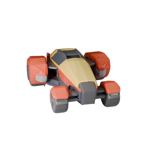 Modelo 3D de Moto Flutuante de Desenho Animado para Jogos Estilizados Asset PBR
