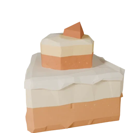 Mini Layer Cake Low Poly 3D model, game viewport three-quarter view, showing cream, sweet food silhouette.