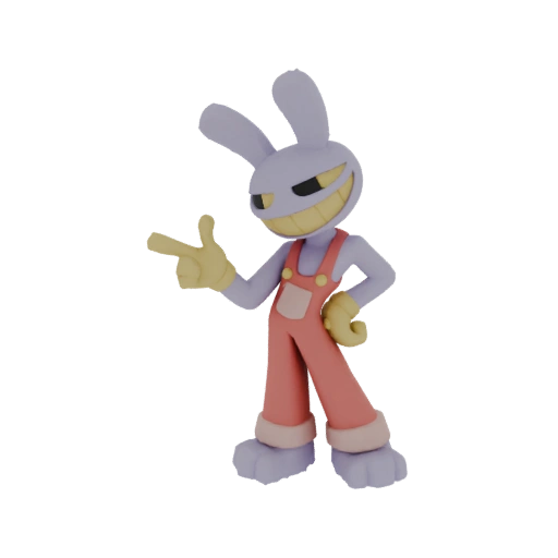 Purple Bunny Character with Overalls