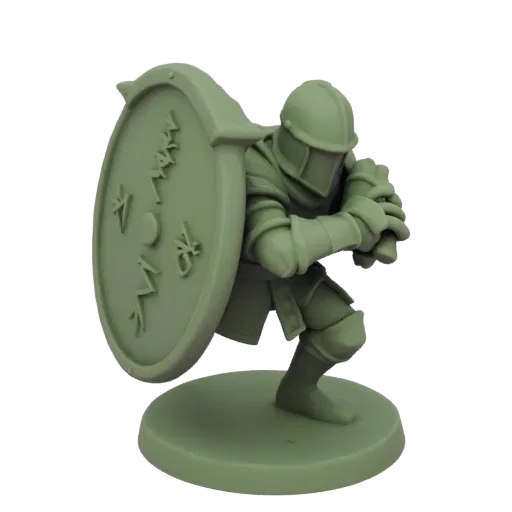Mittelalterlicher Krieger Defensiv Miniatur STL, Drei-Viertel-Tabletop-Rendering, harzdruckbare Heldenminiatur mit Jadelinen,