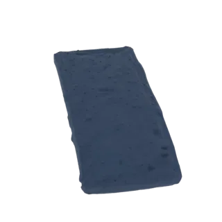 3D model of a dark blue smartphone with a textured surface, viewed from a slight angle.