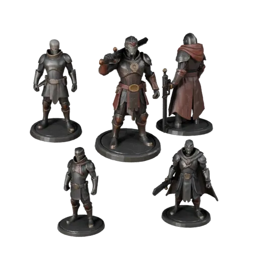 Sci-Fi Meeple Set realistic 3D model preview showing scale, three-quarter scene view, icon shape and table readability