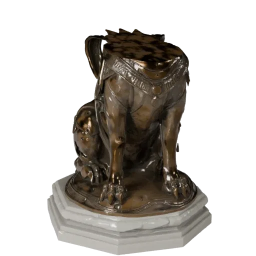 Garden Animal Statue high poly 3D model preview showing silhouette, studio close-up view, pedestal and sculpt detail