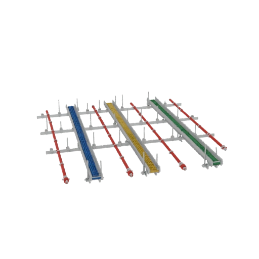 Industrial Conveyor System with Colored Trays