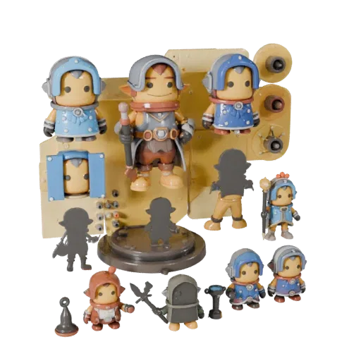 Anteprima modello 3D kit modulare Fantasy Food Mascot che mostra posa, vista kitbash dall'alto, espressione e superfici lisce