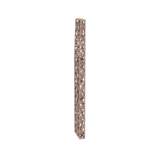 3D-Rendering eines hohen, schlanken Turms mit komplexem geometrischem Gittermuster, präsentiert auf weißem Hintergrund.