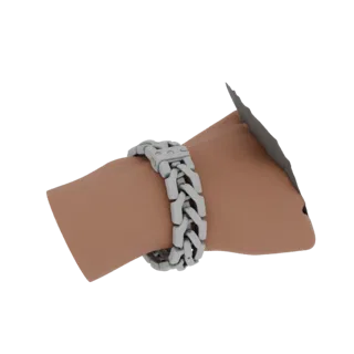 Modèle 3D de bracelet manchette tennis détaillé, rendu studio vue de face, mettant en valeur la forme et les détails de finit