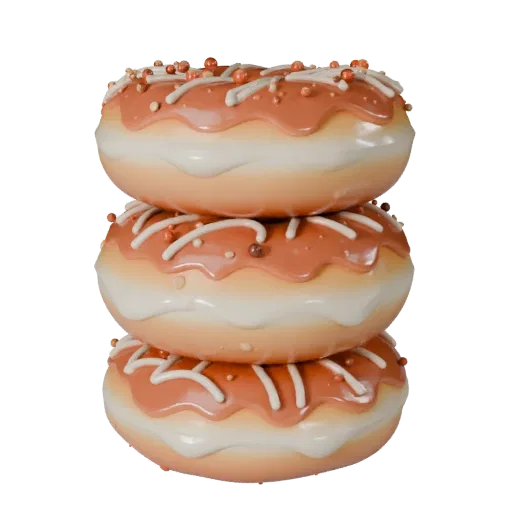 Bakery Donut Stack Realistic 3D model, three-quarter studio render, showing cream, sweet food silhouette.