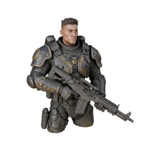 Sci-Fi Armored Soldier Character Model - Rigged