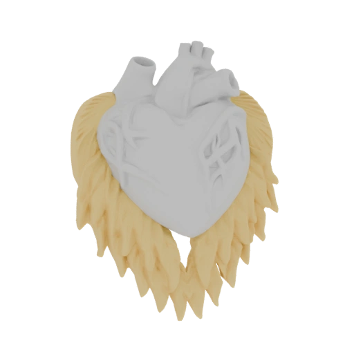 Anatomical Heart with Wings Pendant