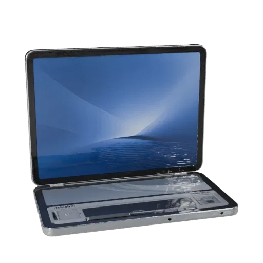 Flagship Tablet Phone 3D model, three-quarter front view, Unity viewport, showing glass screens, form detail.